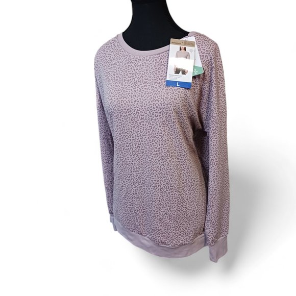 Mondetta Womens Blush Pink Leopard Print  Long Sleeve Sweater Sweatshirt… - Picture 3 of 16